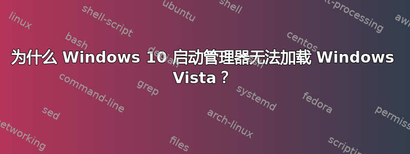 为什么 Windows 10 启动管理器无法加载 Windows Vista？