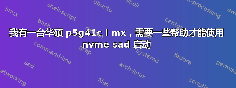 我有一台华硕 p5g41c l mx，需要一些帮助才能使用 nvme sad 启动