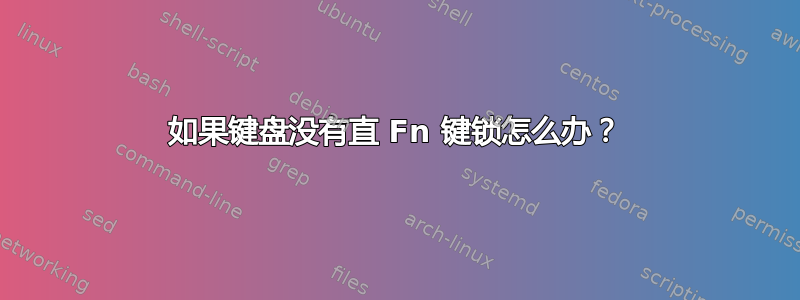 如果键盘没有直 Fn 键锁怎么办？