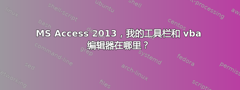 MS Access 2013，我的工具栏和 vba 编辑器在哪里？