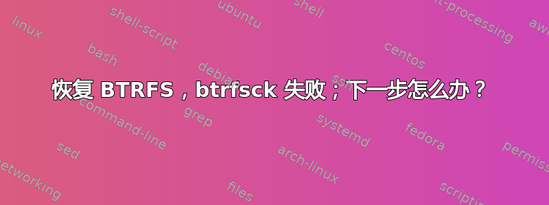 恢复 BTRFS，btrfsck 失败；下一步怎么办？