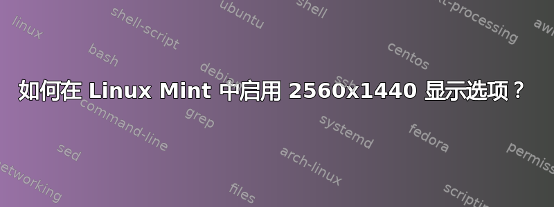 如何在 Linux Mint 中启用 2560x1440 显示选项？