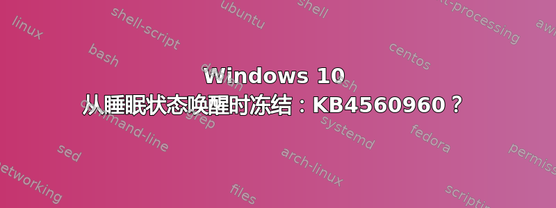 Windows 10 从睡眠状态唤醒时冻结：KB4560960？