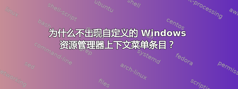 为什么不出现自定义的 Windows 资源管理器上下文菜单条目？