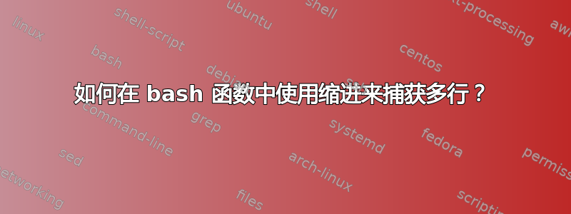 如何在 bash 函数中使用缩进来捕获多行？