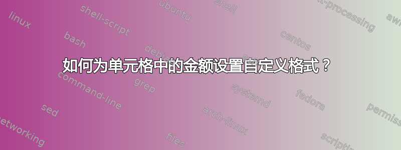 如何为单元格中的金额设置自定义格式？