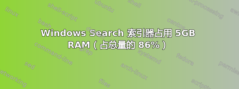 Windows Search 索引器占用 5GB RAM（占总量的 86%）