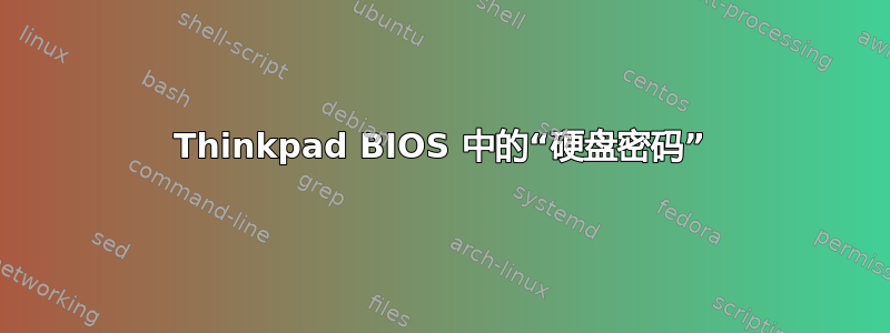 Thinkpad BIOS 中的“硬盘密码”