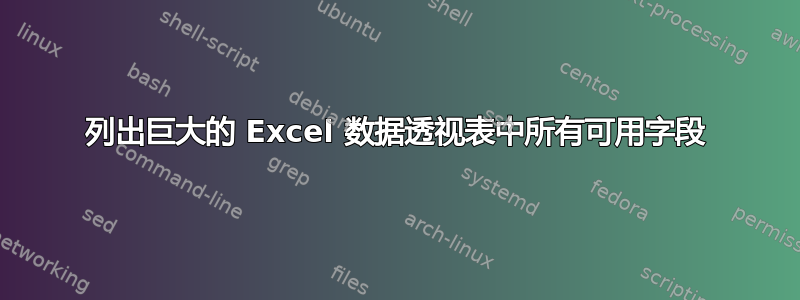 列出巨大的 Excel 数据透视表中所有可用字段