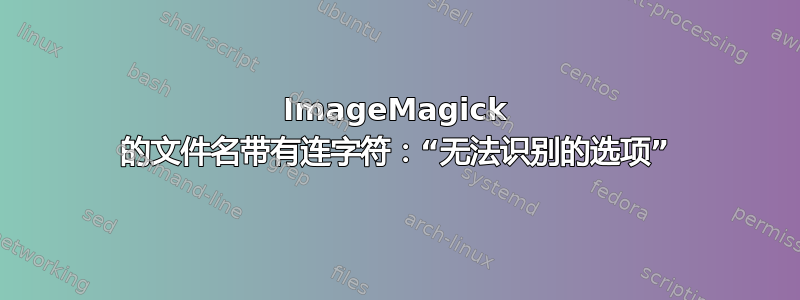 ImageMagick 的文件名带有连字符：“无法识别的选项”