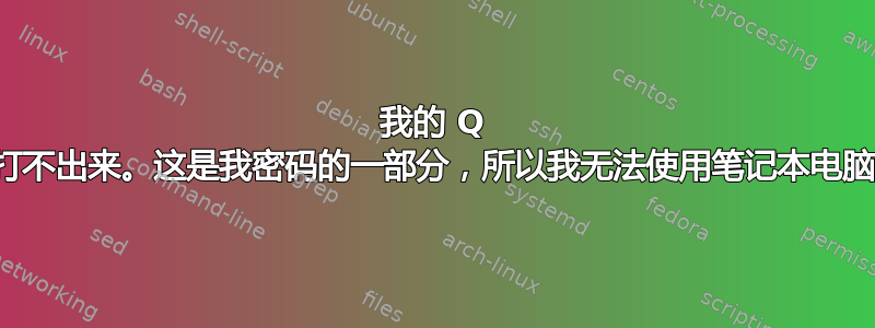 我的 Q 字母打不出来。这是我密码的一部分，所以我无法使用笔记本电脑了。