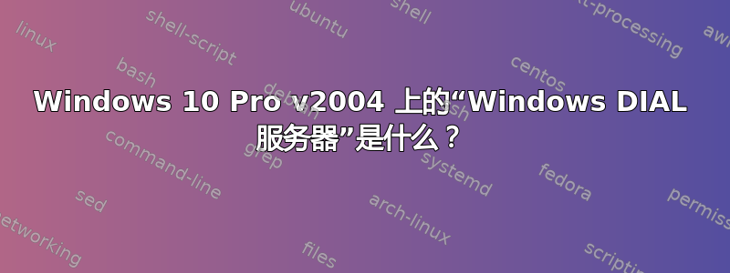 Windows 10 Pro v2004 上的“Windows DIAL 服务器”是什么？