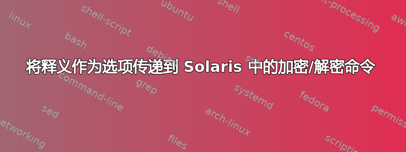 将释义作为选项传递到 Solaris 中的加密/解密命令