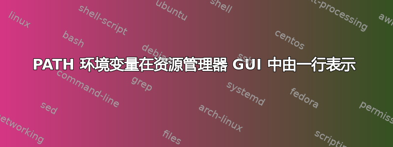 PATH 环境变量在资源管理器 GUI 中由一行表示