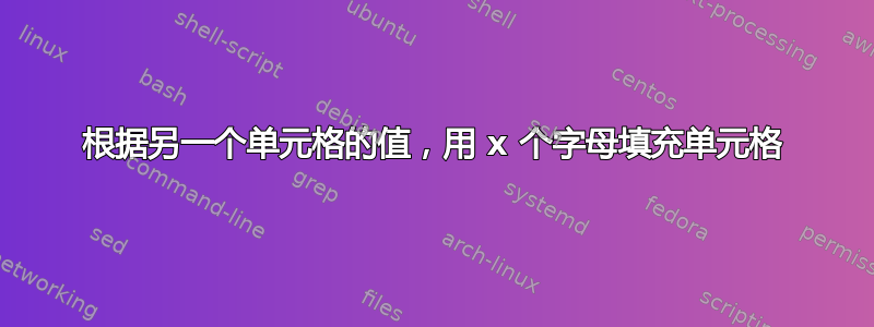 根据另一个单元格的值，用 x 个字母填充单元格