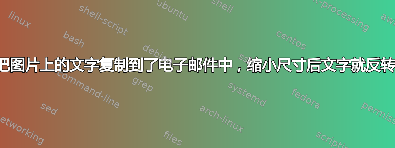 我把图片上的文字复制到了电子邮件中，缩小尺寸后文字就反转了