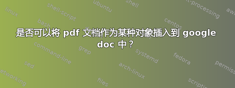 是否可以将 pdf 文档作为某种对象插入到 google doc 中？