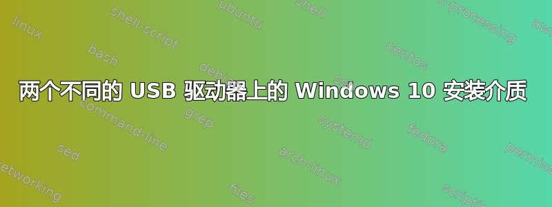 两个不同的 USB 驱动器上的 Windows 10 安装介质