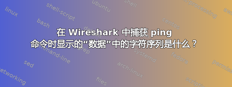 在 Wireshark 中捕获 ping 命令时显示的“数据”中的字符序列是什么？