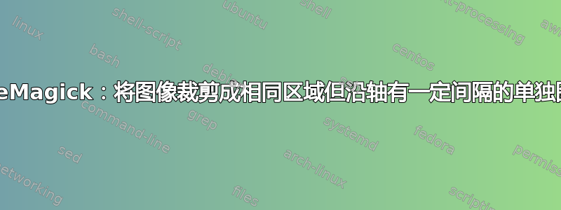 ImageMagick：将图像裁剪成相同区域但沿轴有一定间隔的单独图像？