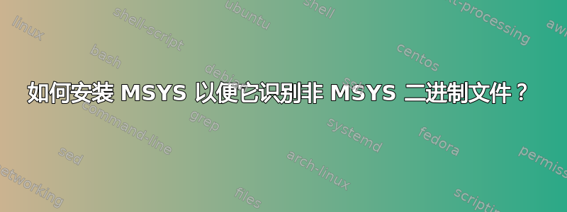 如何安装 MSYS 以便它识别非 MSYS 二进制文件？