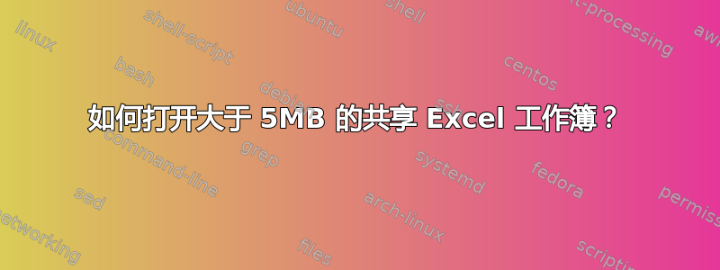 如何打开大于 5MB 的共享 Excel 工作簿？