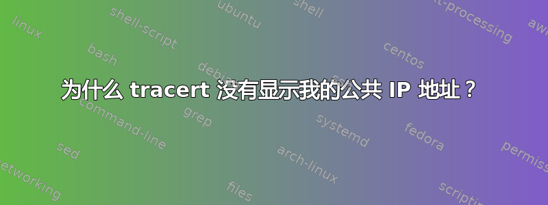 为什么 tracert 没有显示我的公共 IP 地址？