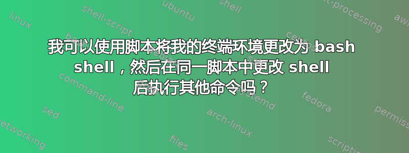 我可以使用脚本将我的终端环境更改为 bash shell，然后在同一脚本中更改 shell 后执行其他命令吗？