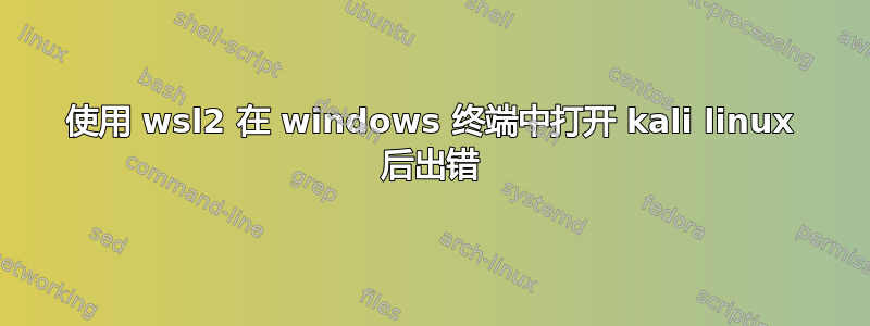 使用 wsl2 在 windows 终端中打开 kali linux 后出错