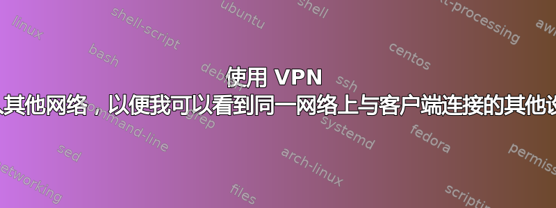 使用 VPN 加入其他网络，以便我可以看到同一网络上与客户端连接的其他设备