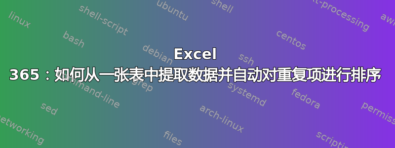 Excel 365：如何从一张表中提取数据并自动对重复项进行排序