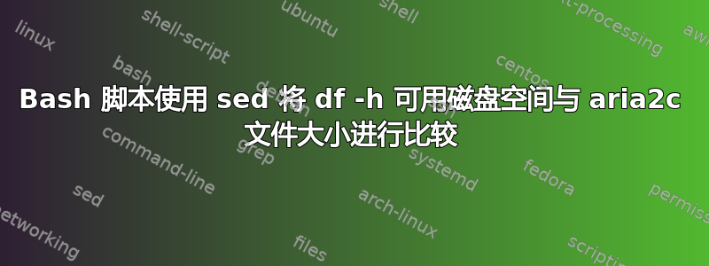 Bash 脚本使用 sed 将 df -h 可用磁盘空间与 aria2c 文件大小进行比较