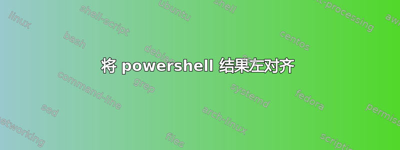 将 powershell 结果左对齐