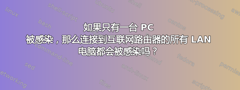 如果只有一台 PC 被感染，那么连接到互联网路由器的所有 LAN 电脑都会被感染吗？