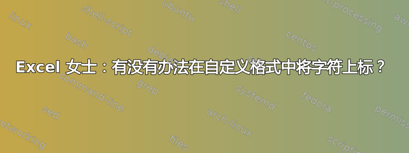 Excel 女士：有没有办法在自定义格式中将字符上标？