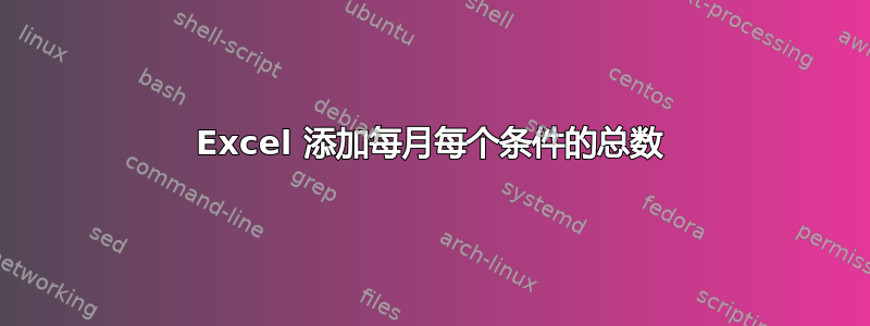 Excel 添加每月每个条件的总数