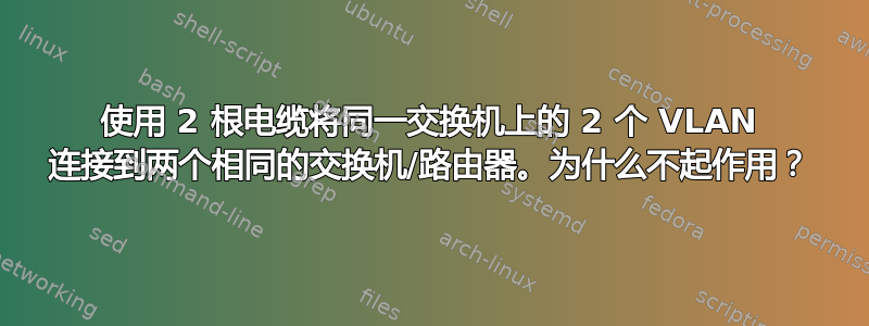 使用 2 根电缆将同一交换机上的 2 个 VLAN 连接到两个相同的交换机/路由器。为什么不起作用？