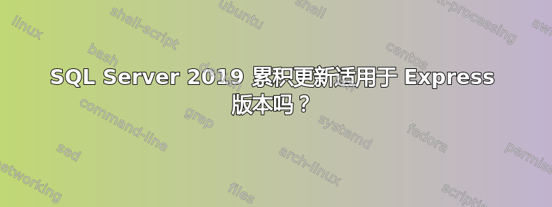 SQL Server 2019 累积更新适用于 Express 版本吗？