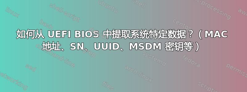 如何从 UEFI BIOS 中提取系统特定数据？（MAC 地址、SN、UUID、MSDM 密钥等）