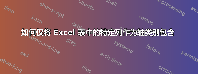 如何仅将 Excel 表中的特定列作为轴类别包含