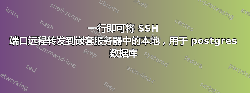 一行即可将 SSH 端口远程转发到嵌套服务器中的本地，用于 postgres 数据库