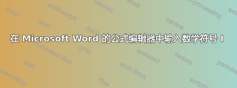 在 Microsoft Word 的公式编辑器中输入数学符号 I