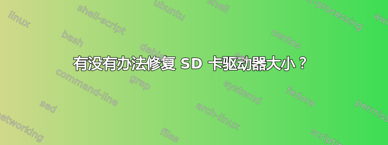 有没有办法修复 SD 卡驱动器大小？