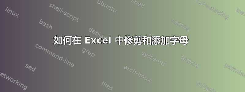 如何在 Excel 中修剪和添加字母