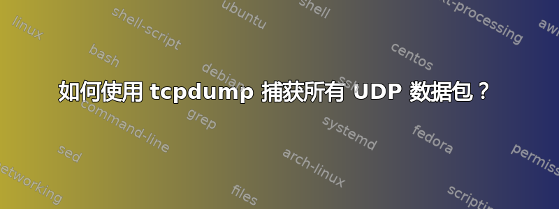 如何使用 tcpdump 捕获所有 UDP 数据包？