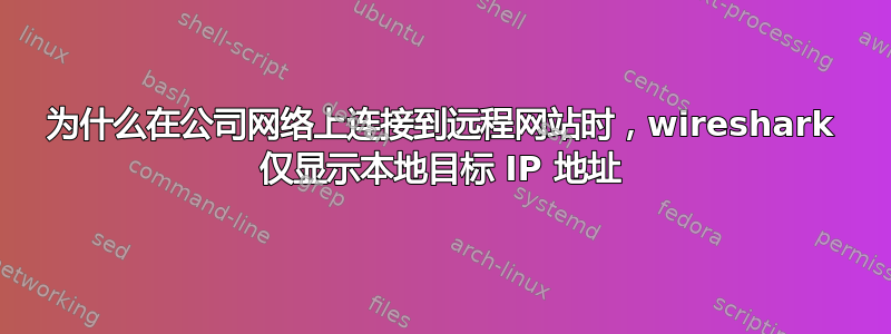 为什么在公司网络上连接到远程网站时，wireshark 仅显示本地目标 IP 地址