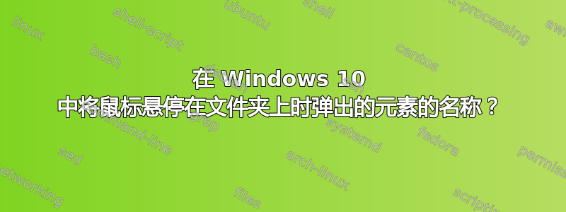 在 Windows 10 中将鼠标悬停在文件夹上时弹出的元素的名称？