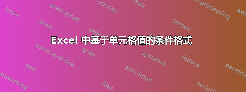 Excel 中基于单元格值的条件格式