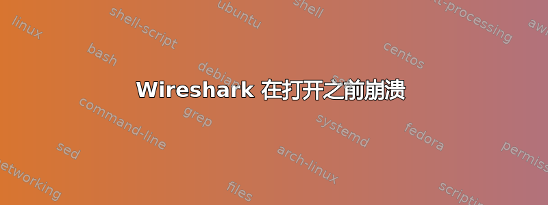 Wireshark 在打开之前崩溃