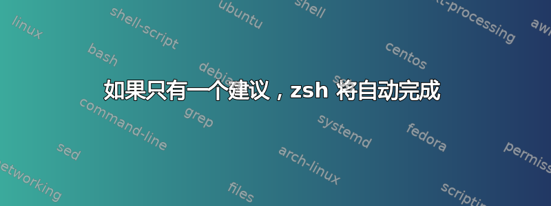 如果只有一个建议，zsh 将自动完成